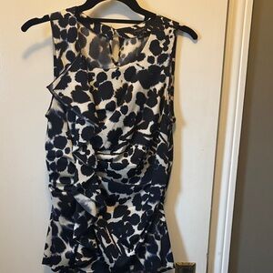 Ann Taylor Black blue snd cream Sleeveless Blouse size 6 perfect condition